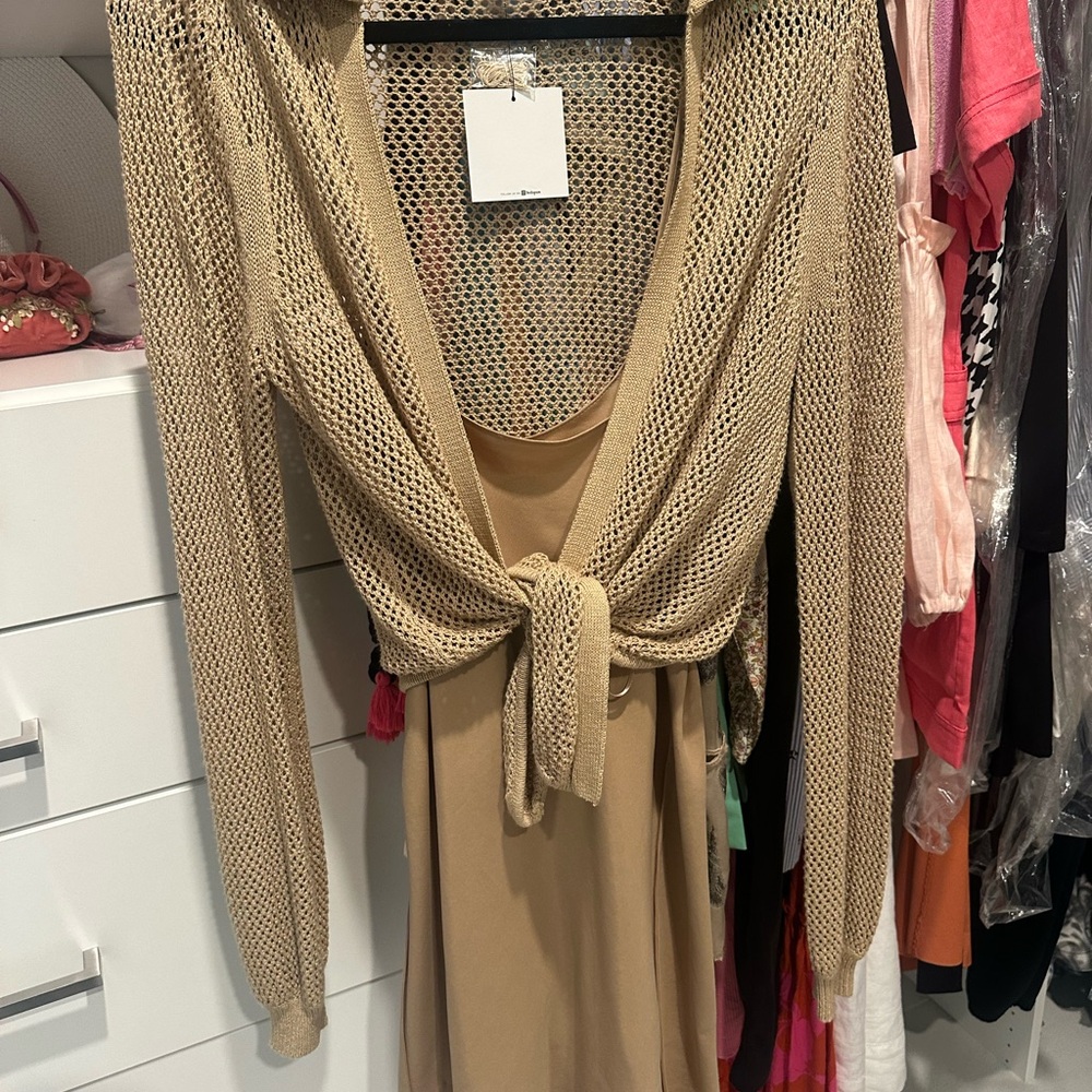 dh NEW YORK Tan Long Sleeve Knit Dress